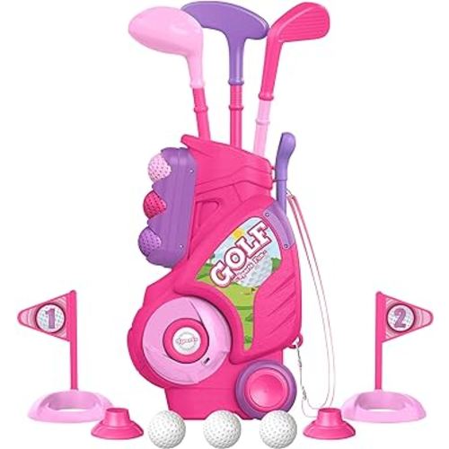Amazon.com: Liberry Toddler Golf Set for 1 2 3 4 5 Years Old, Upgraded Kids Golf Cart with Unique Shoulder Strap Design, Indoor and Outdoor Golf Toys for Boys Girls (Pink) : Toys & Games