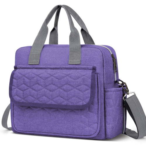 Diaper Bag Tote, Multifunction Baby Diaper Bag with 3 Insulated Pockets, Dry & Wet Compartment Large Capacity Bag, Crossbody Travel Maternity Bag for Mom Dad, Lightweight Shoulder Mommy Bag(Purple)