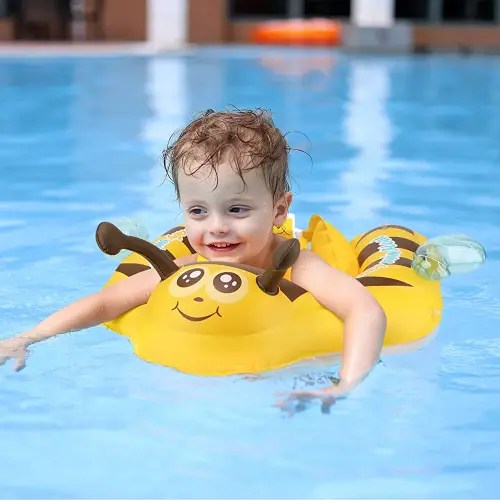 Free Swimming Baby Inflatable Baby Pool Float Ring Newest Bumble Bee Swim Trainer for Age of 3-48 Months (Yellow, Large)