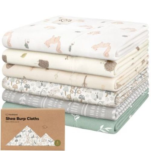 6pk Shea Baby Burp Cloths For Baby Boys And Girls, Organic Burping Cloths For Babies, Newborn (prairie)
