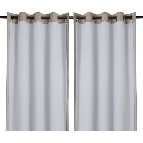 Chyhomenyc Window Blackout Curtain Liners with 18 Rings, Thermal Insulated 100% Blackout Liner for 90 Inch Curtains, Each 50Wx86L, 2 Liners Per Set with 18 Pieces Rings