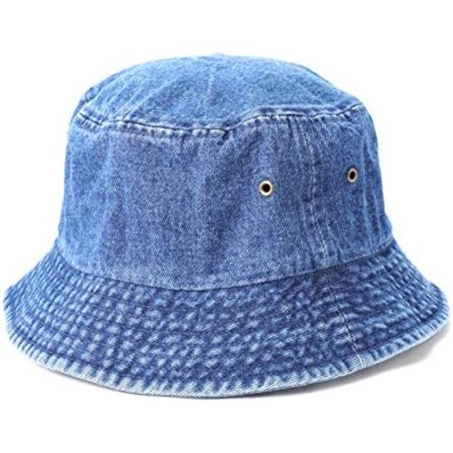 MIRMARU Vintage 100% Cotton Canvas Denim Bucket Hat - Casual Outdoor Fishing Hiking Safari Boonie Hat.