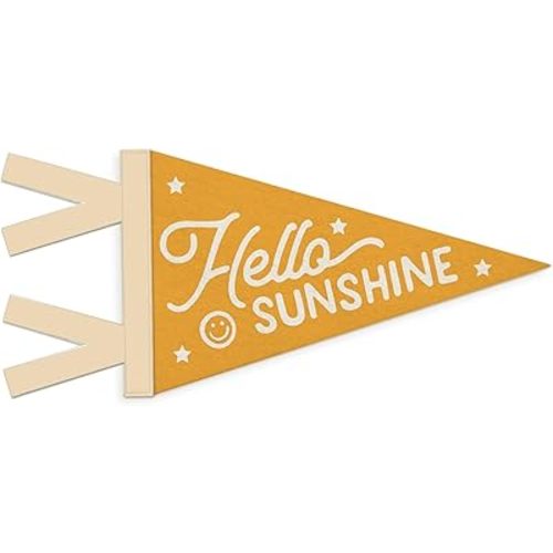 Kids Room Decor, Hello Sunshine Wall Hanging Pennant Flag Banner, Sunshine Nursery Orange Wall Decorations for Boys Girls Toddler Nursery Room Bedroom Playroom Decor