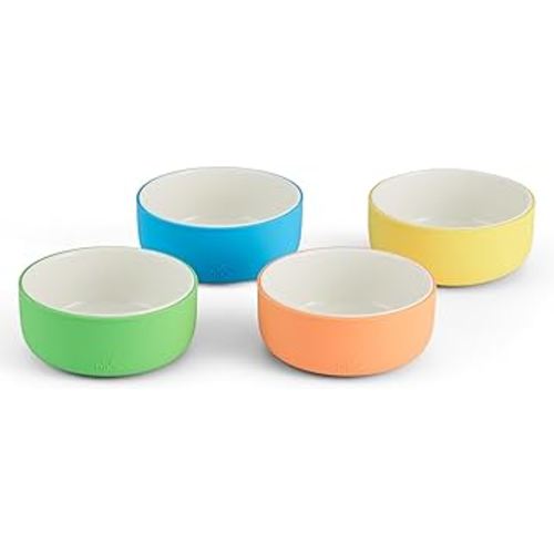 Elk and Friends Kids Porcelain Bowls with Silicone Sleeve | Kids/Toddler/Baby Feeding | Microwave & Dishwasher Safe | Non slip | Cereal/Soup/Snack Dishes & Dinnerware