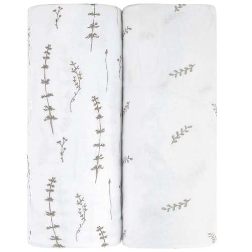 Grey Leaf Crib Sheet Set | Soft Jersey Knit Baby Bedding – Ely's & Co.