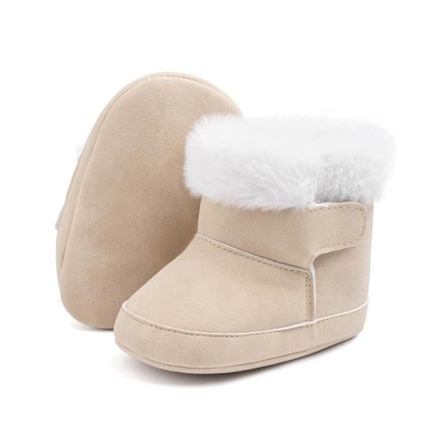 Infant Unisex Warm Fur Lining Soft Boots Baby Winter Ankle Non-Slip Rubber Texture Sole Toddler Winter Snow Crib Shoes