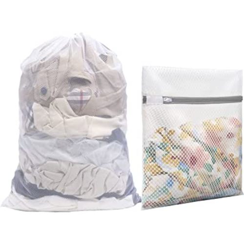 2 Pack Mesh Laundry Bags - Heavy Duty Mesh Laundry Bag with Drawstring Closure (35"x23.5"), Reusable Mesh Wash Bags for Delicates Blouse, Hosiery, Underwear, Bra, Lingerie Baby Clothes(23.5"x23")