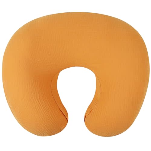 Muslin Nursing Pillow Cover Soft 100% Cotton Feeding Pillow Slipcover Fits Standard Infant Nursing Pillow for Baby Boy and Girl, Orange