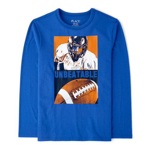 Boys Football Player Graphic Tee - Blue