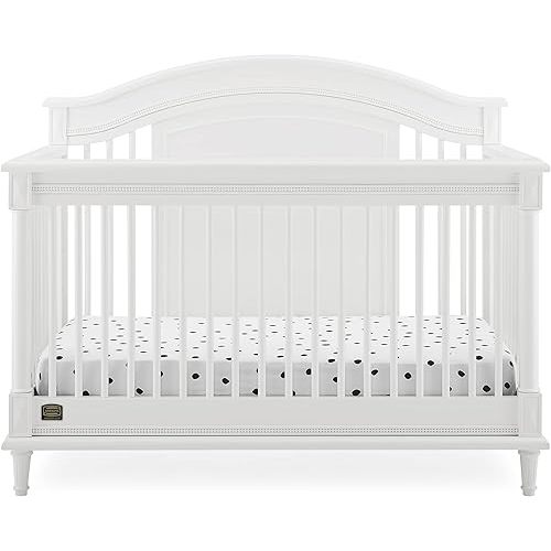 Delta Children Simmons Kids Juliette 6-in-1 Convertible Crib with Toddler Rail, Greenguard Gold Certified, Bianca White