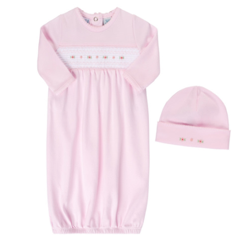Baby Girl`s Smocked Flower Gown and Hat | Feltman Brothers
