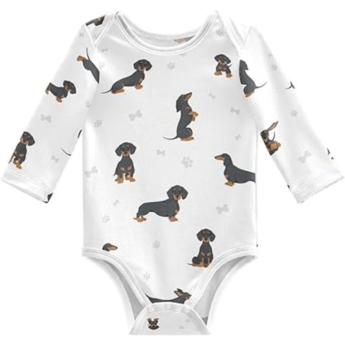 vvfelixl Baby Bodysuits Black Pug White Long Sleeve Cotton Baby Clothes For Boys Girls 0-24 Months
