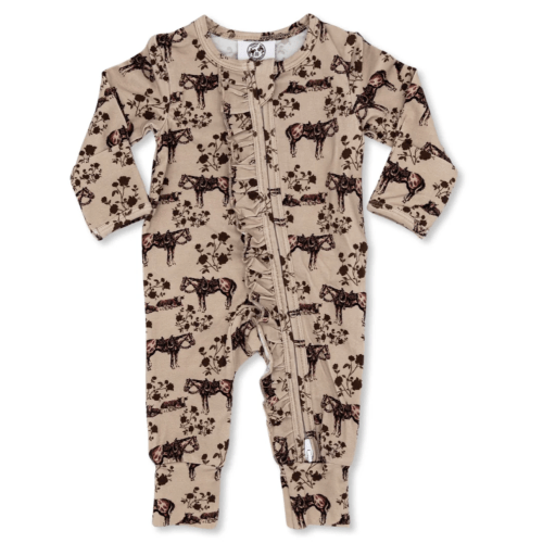 Prairie Rose -Ruffled- Folding Feet Jammies – Cowkid Clothing Company