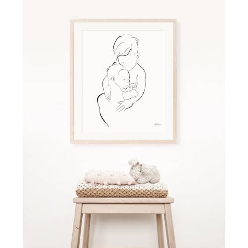 Big Brother Little Brother Line Art Print Brothers Gift