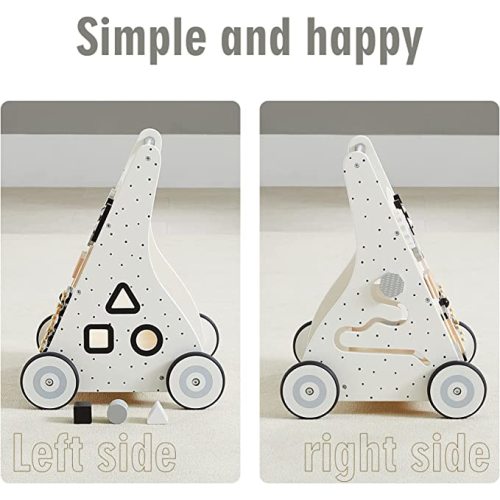Beright Wooden Baby Walker Push and Pull Learning Activity Walker Kids’ Activity Toy Multiple Activities Center Develops Motor Skills & Stimulates Creativity (Natural)