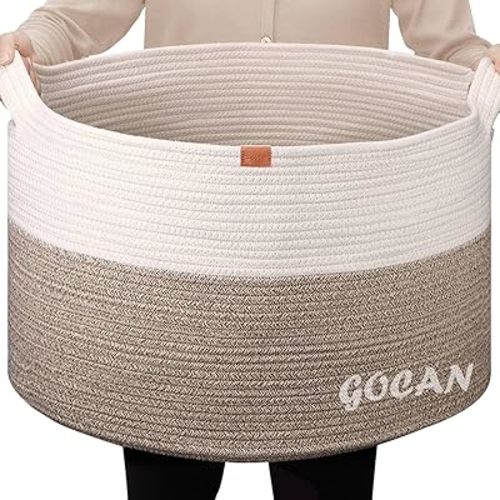 Cotton Rope Woven Laundry Basket 22"X 22"X 14" with handlesXXXL