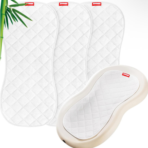 Moonsea Quilted Thicker Changing Pad Liner 3 Pack Waterproof, Fit for Changing Table Liners are Warm On a Baby's Back Non-Slip Design Reusable Pads Machine Washable, White