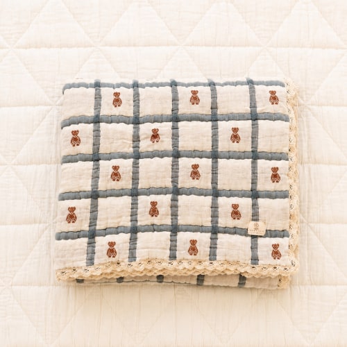 Teddy Bluebell Keepsake Baby Blanket