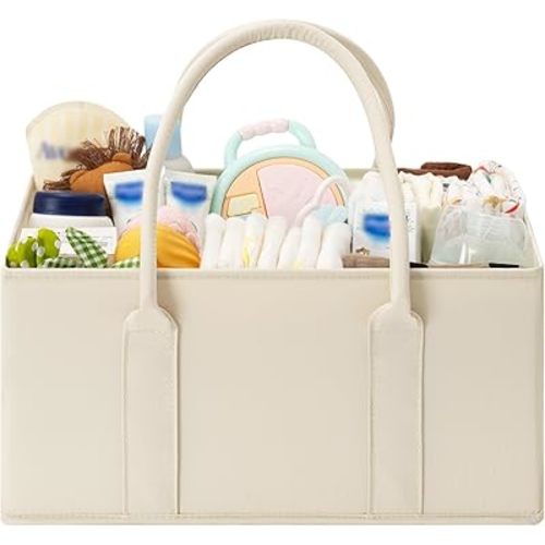 GRANNY SAYS Baby Diaper Caddy Organizer, Baby Bag for Diapers and Baby Wipes, Nurse Baskets for Changing Table, Car Organizer, Gift for Baby Shower, Newborn Essentials, Beige