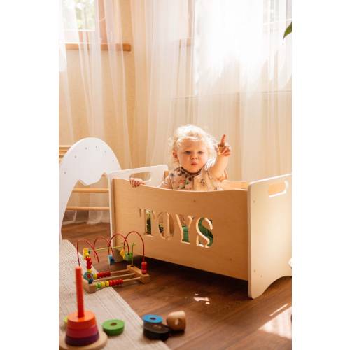 Multi-functional Toy Box - Wooden Toy Organizer, Montessori furniture, Baby Nursery Storage Box, Toys storage furniture, Storage bench