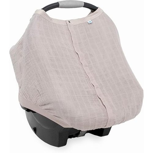 Little Unicorn 100% Cotton Muslin Car Seat Canopy | Super Soft Lightweight Cover with Window | Breathable | Magnetic Closure | Baby and Infant | Machine Washable | Shower Gift (Porpoise)
