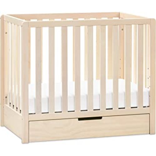 Carter's by DaVinci Colby 4-in-1 Convertible Mini Crib with Trundle Drawer in Washed Natural, Greenguard Gold Certified, Undercrib Storage