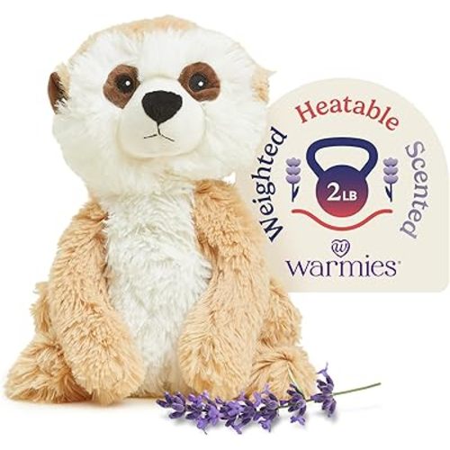 warmies Microwavable & Weighted Stuffed Animals, Meerkat - Heated Stuffed Animal Plushie for Warmth & Comfort - Cute Soft Plush Toys for Adults & Children (Boys, Girls, Babies & Toddlers)