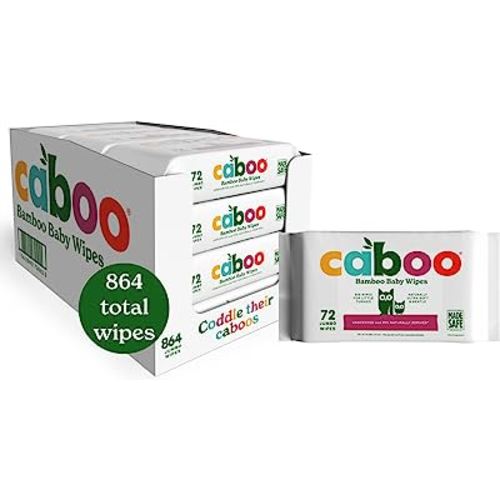 Caboo Tree Free Bamboo Baby Wipes, Eco Friendly Naturally Derived Baby Wipes for Sensitive Skin, 12 Resealable Peel Tab Travel Packs, 72 Wipes Per Pack, Bulk Total of 864 Wipes