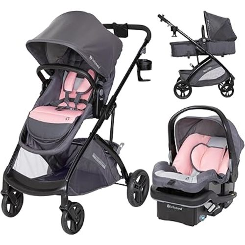 Baby Trend Passport® Switch 6-in-1 Modular Stroller Travel System with EZ-Lift™ PLUS Infant Car Seat, Dash Pink