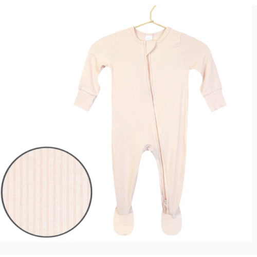 Rosie Ribbed Zipper Footies LIGHT PINK RIBBED 3-6 MONTHS