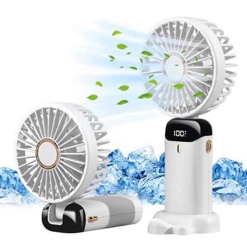 Jsdoin Hand Held Fan,Portable Handheld USB Rechargeable Fans with 5 Speeds,Battery Operated Mini Fan Foldable Desk Desktop Fans with LED Display for Home Office Bedroom Outdoor Travel (White) : Amazon.co.uk: Home & Kitchen