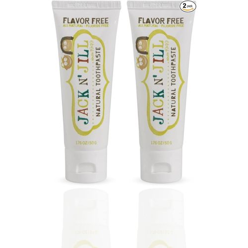 Jack N' Jill Natural Kids Toothpaste for Babies & Toddlers - Flavor Free, Organic, Gluten Free, Vegan, BPA Free, Fluoride Free, SLS Free, Dairy Free, Tooth Brushing Fun for Kids - 1.76 oz (Pack of 2) - 1.76 Ounce (Pack of 2)