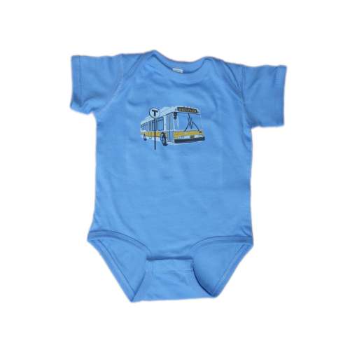 Boston Bus Onesie - Carolina Blue