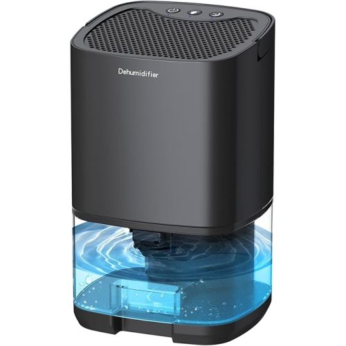 Dehumidifiers for Bedroom 35oz Small Dehumidifier for Home 2500 Cubic Feet(350sq ft) with 7 LED Lights, Ultra Quiet & Auto Shut off Dehumidifier for Bathroom Basement Closet Garage RV, Black
