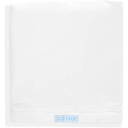 QuickZip Crib Extra Zip-On Sheet (SecureFit Wraparound Base Not Included) - Faster, Safer, Easier Baby Crib Sheets - White 100% Cotton - Fits All Standard Crib Mattresses