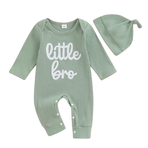 Newborn Baby Boy Clothes Little Brother Romper Jumpsuits One Piece Infant Coming Home Outfit 2Pcs Clothing Set