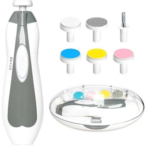 Baby Nail Trimmer Electric, 6 in 1 Baby Nail Clippers, Baby Nail File,Nail File Baby Grooming Kit Manicure Set for Toddler, Newborn or Adults (Grey)