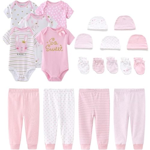 Kiddiezoom Unisex Baby Layette Essentials Giftset Clothing Set 19-Piece For Newborn Baby