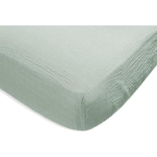 SwaddleDesigns Softest Cotton Muslin Fitted Crib Sheet, Toddler Sheet for Boys & Girls, Fits Standard Crib Mattress (28 x 52 inches), Jadeite