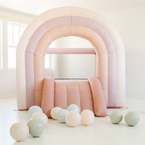 Smol Inflatable 8' X 8' Rainbow Bounce House - Pink