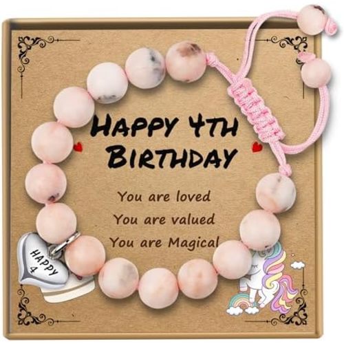 Sereney Birthday Gifts for Girls, Beaded Bracelets as 1 3 4 5 6 7 8 9 10 11 12 13 16 Year Old Birthday Gift, Adjustable Stone/Pearl Bracelet as Happy Birthday Gifts for Daughter Granddaughter Niece