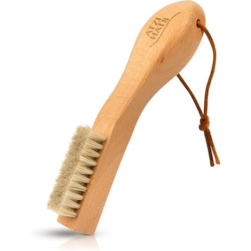 Laundry Brush Scrubber – Soft White Boar Bristles for Stain Removal Delictae Baby Clothes, Compact Design, Pre-Treat Clothing, Shoes & Fabrics