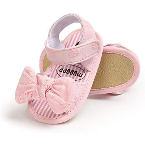 COSANKIM Infant Baby Girls Summer Sandals with Flower Soft Sole Newborn Toddler First Walker Crib Dress Shoes