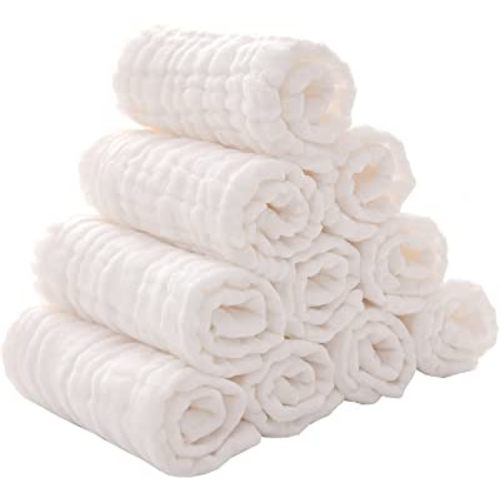 VIVANA Baby Washcloths -6 Layer Soft Absorbent Face Towel - Natural Newborn Wipes for Delicate Skin - Baby Registry as Shower