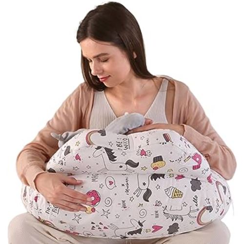 BATTOP Nursing Pillow for Breastfeeding with Removable Covers, PlusSize Breastfeeding Pillows for Mom, Bottle Feeding Pillow, Extra Pillow on Top for More Support for Mom