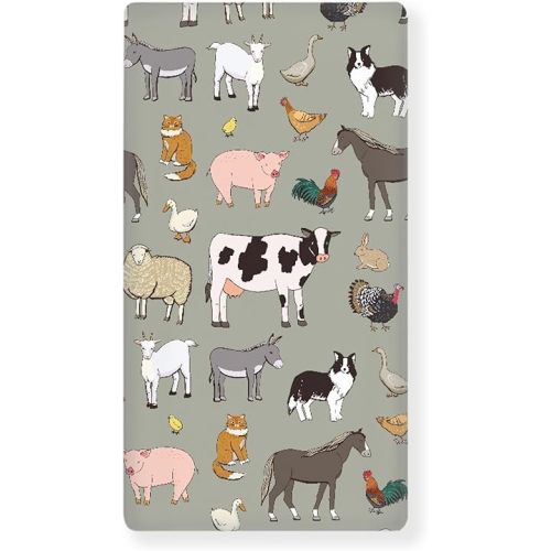 Farm Animals Fitted Crib Sheet for Boys Girls Cow Sheep Rooster Pig Horse Baby Sheet for Standard Crib and Toddler Cute Animal Nursery Bed Mattress Sheets 28"x52"