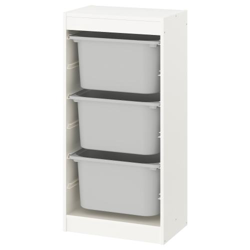TROFAST Storage combination with boxes - white/gray 18 1/8x11 3/4x37 "