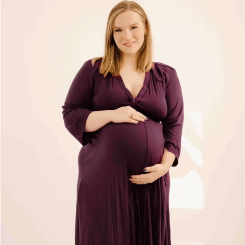Lila Labor & Postpartum Gown in Plum
