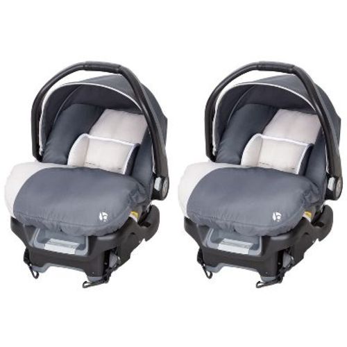 Baby Trend Ally Adjustable Comfortable Carry 35 Pound Infant Baby Car Seat And Base Set, Gray Magnolia (2 Pack)