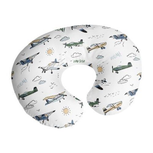 Sweet Jojo Designs Boy Support Nursing Pillow Cover (Pillow Not Included) Vintage Airplane Green Blue and Yellow